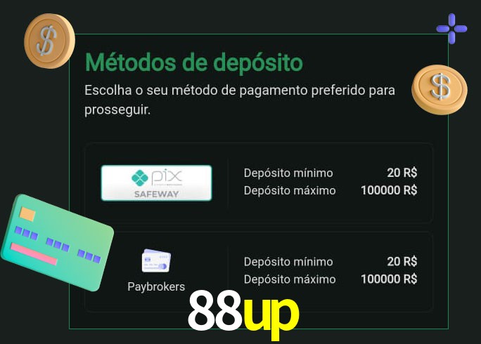 O cassino 88up oferece uma grande variedade de métodos de pagamento